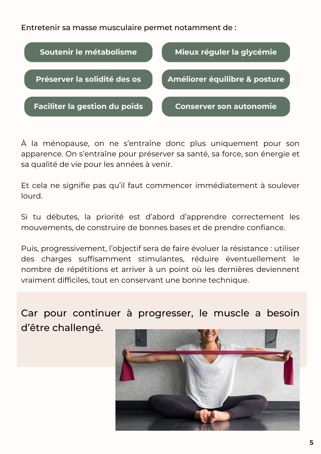 Aperçu du guide Le renforcement musculaire à la ménopause — page 5 sur 5